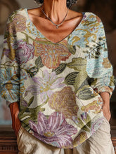 Women's Beautiful Oil Painting Flower Painting Art Print Casual Pullover Sweater